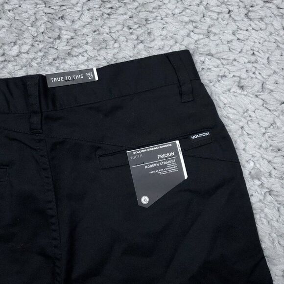 Volcom Frickin Modern Straight Stretch Chino Pants Youth Boys Size 27 Black - Picture 3 of 8